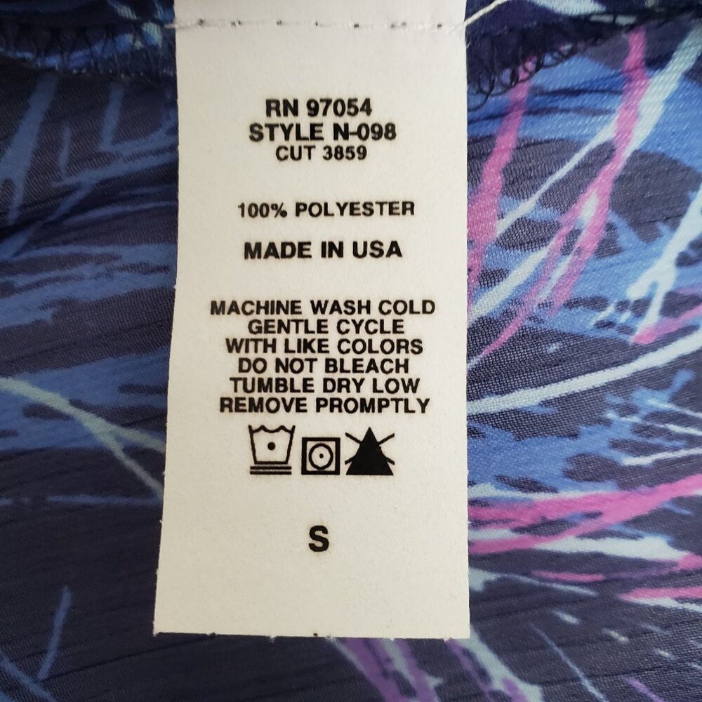 Three Eight Two Dress Size S Blue Peacock Babydoll Art to Wear Sheer Lined USA - Picture 8 of 9